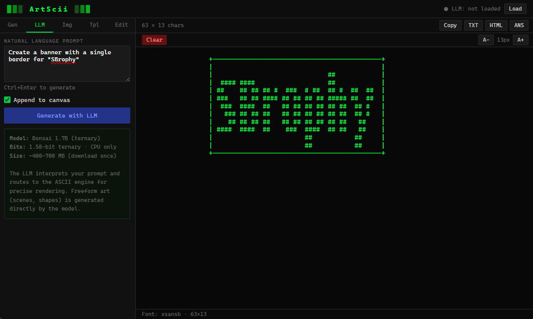 ArtScii - LLM-assisted ASCII art generation