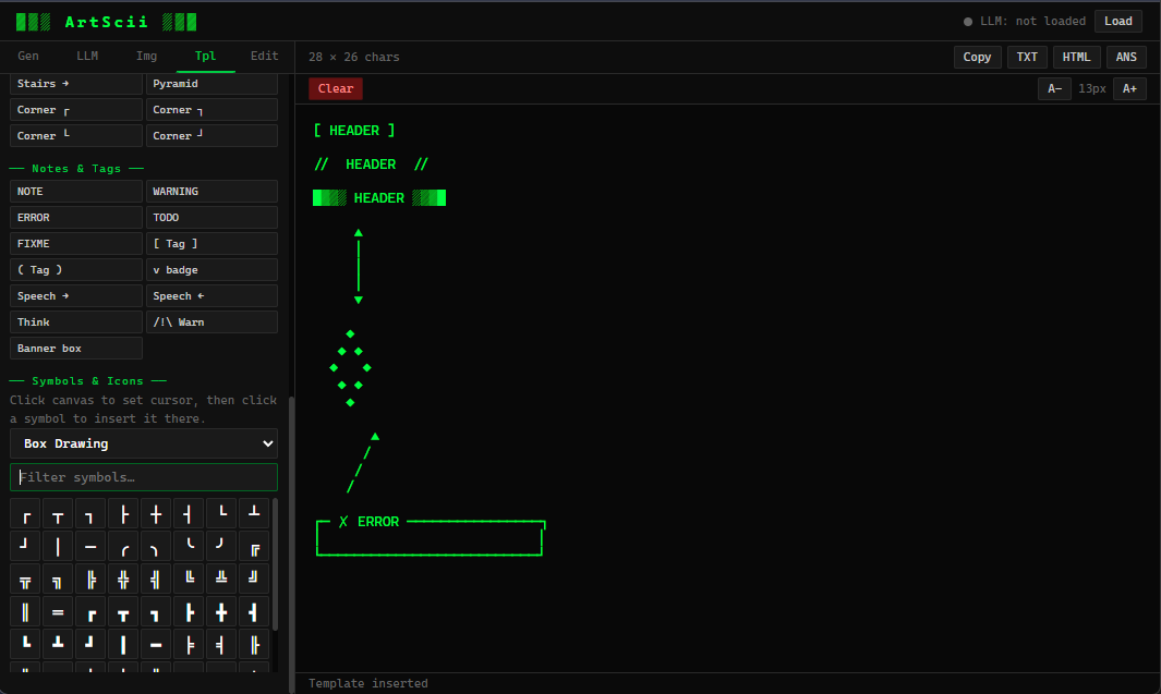 ArtScii - Template browser for ASCII art creation